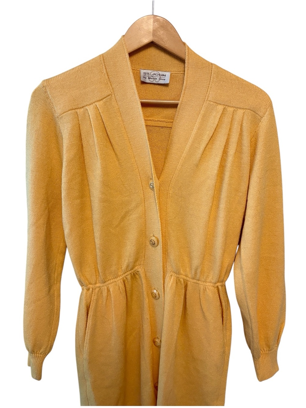 Vintage St. John by Marie Gray Santana Knit Butter Yellow Dress size 2 - Picture 13 of 16